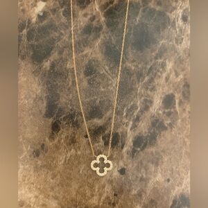 Gold Clover Pendant Necklace with Pavé Crystals - Women's Elegant Chain